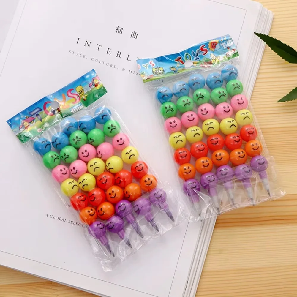 10Pcs Lollipop Building Block Crayon/Pencil Graffiti Pen for Children Birthday Party Favors Student Back To School Gifts