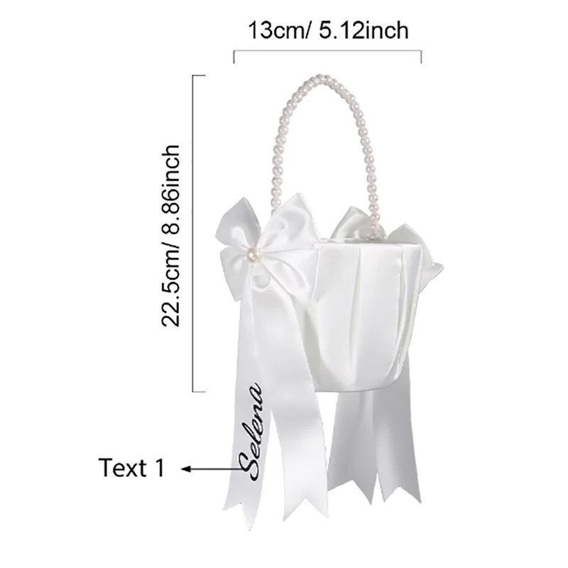 Custom Name Flower Girl Basket White Wedding Decor Personalized Rustic Wedding Ceremony Flower Basket Elegant Bridal Shower gift