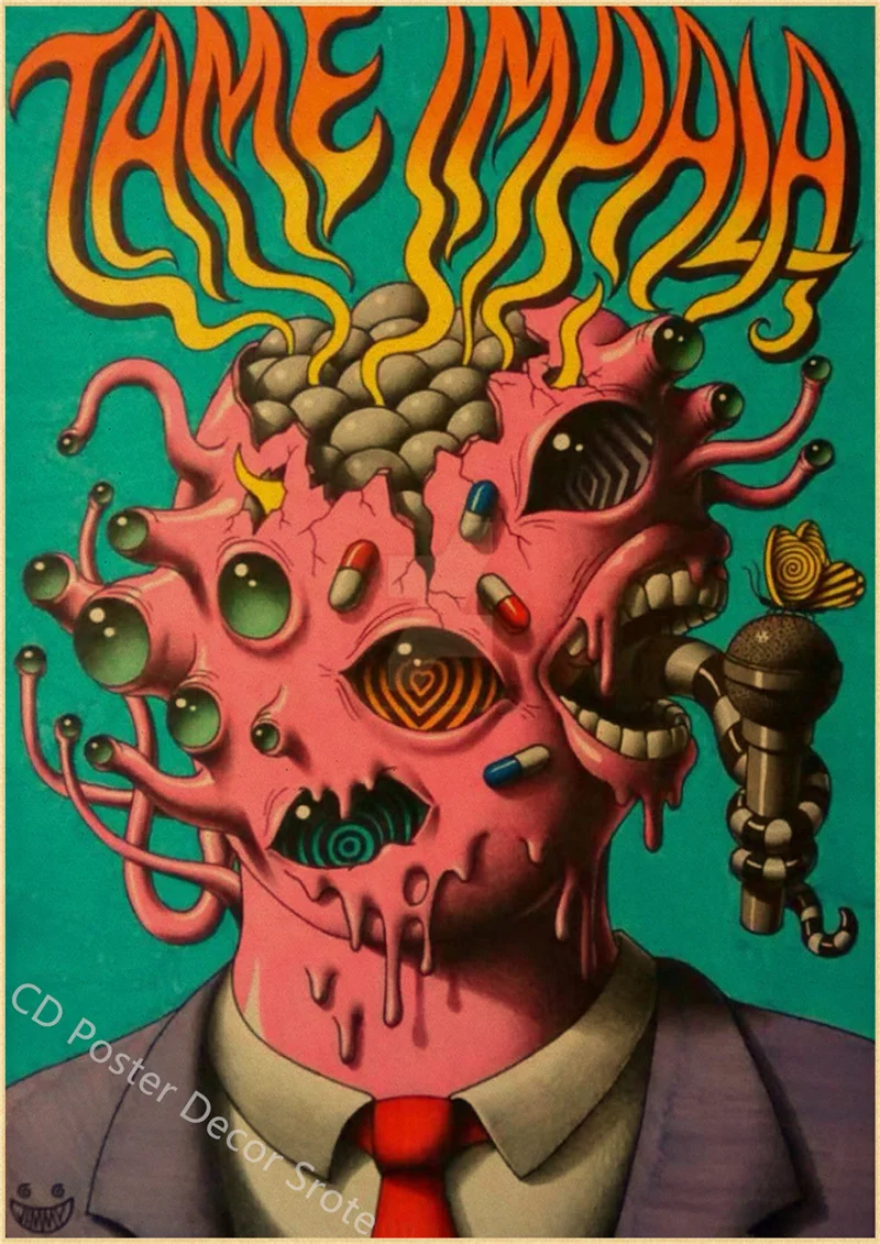 Tame Impala Psychedelic Poster Rock Music Band Kraft Paper Posters Vintage  Home Room Bar Cafe Decor Aesthetic Art Wall Painting - AliExpress, image size:800x1131