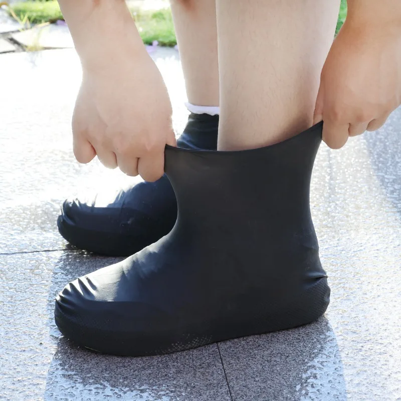 Cubiertas de zapatos impermeables de látex reutilizables, antideslizantes, resistentes al desgaste, Botas de lluvia, zapatos para caminar al aire libre, día lluvioso, 1/5 pares