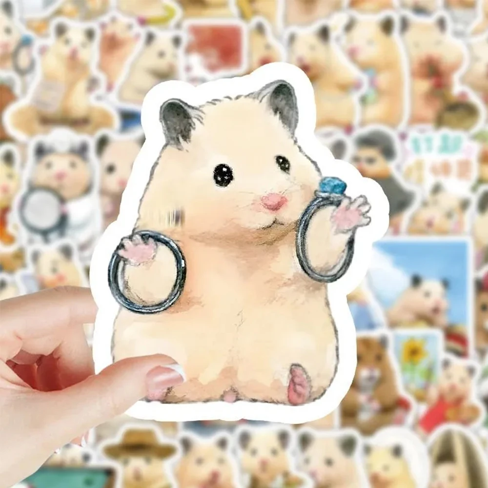 10/30/50/100pcs Cute Hamster Cartoon Animal Sticker Graffiti chitarra telefono cancelleria impermeabile Kawaii Kids Sticker all'ingrosso