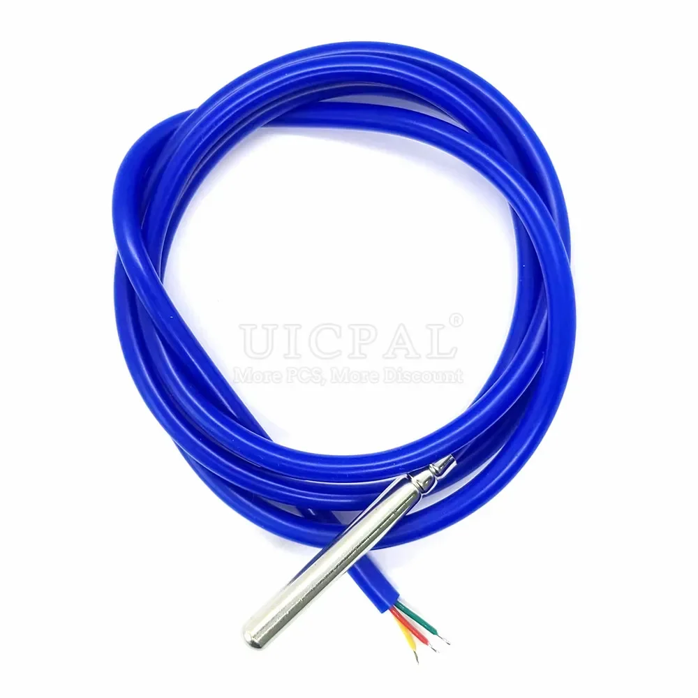 Temperature Sensor Probe DS18B20 304 Stainless Steel 6*50MM OD 5.0MM Waterproof Dustproof PVC SL Sensors Cable 1M Length