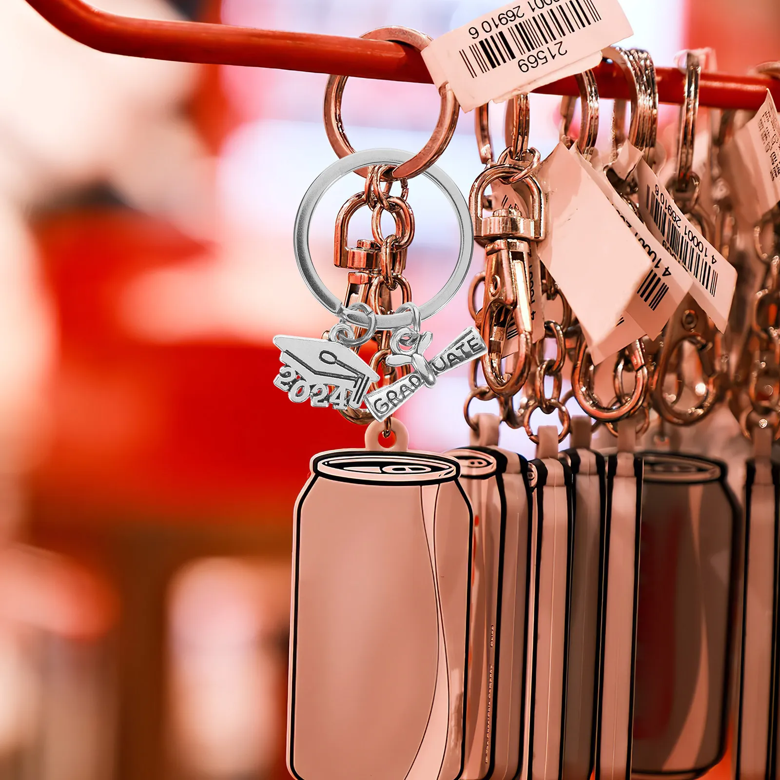 2024 Graduation Keychain Alloy Grad Keyring with Scroll and Bachelor Cap Design for Graduates Key Hanging Ornament Grad Gift