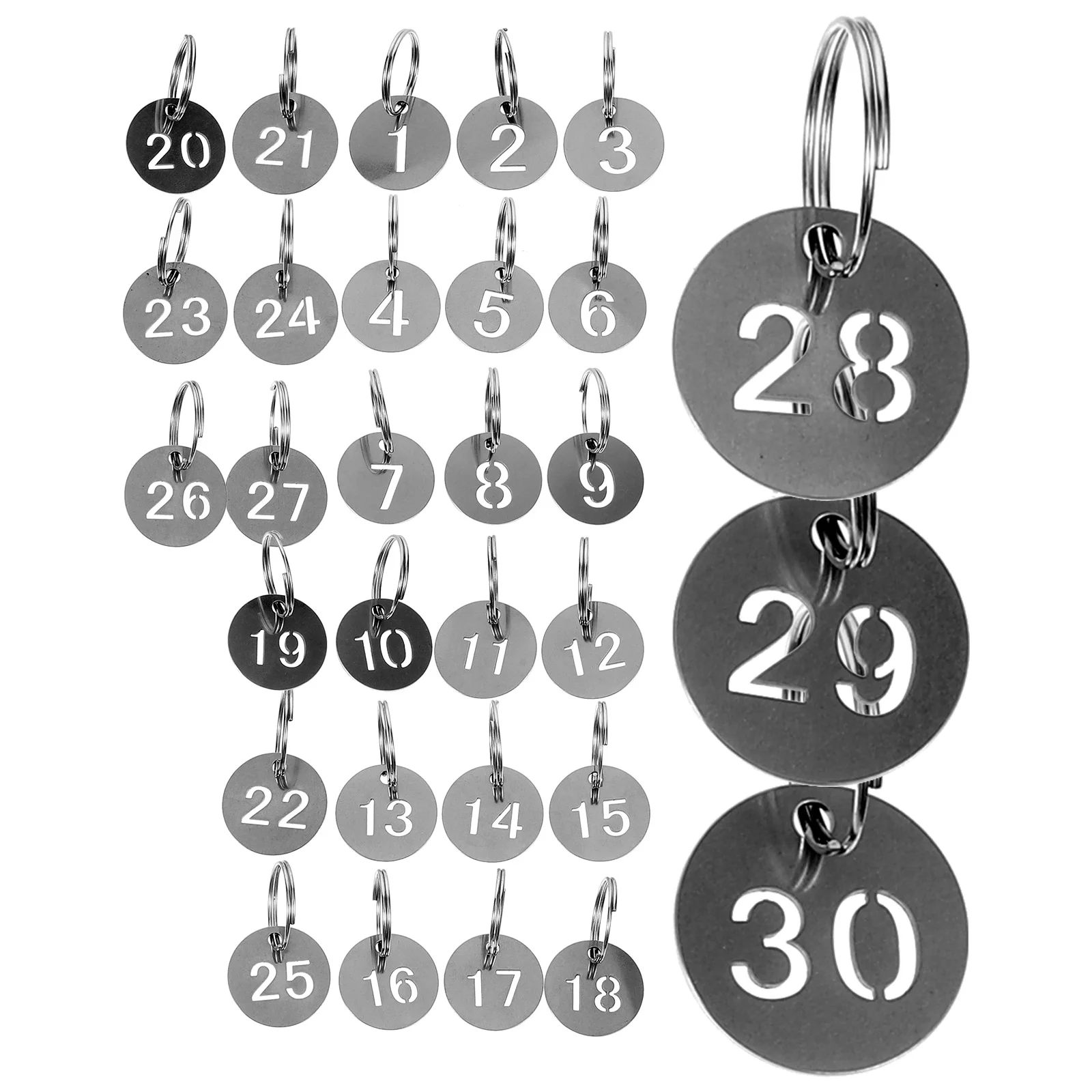 Round Number Tag Stainless Steel Key Chain KeyChain Ring Keyring Dog Tag Pet ID Tags Custom Openwork Plate Pendant Plate