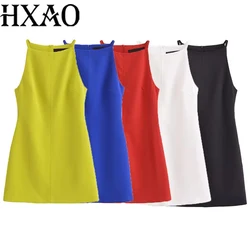 HXAO Short Dresses Elegant Party Evening Dresses 2024 Women's Summer Dress Ladies Fashion Sleeveless White Black Ladies Dress