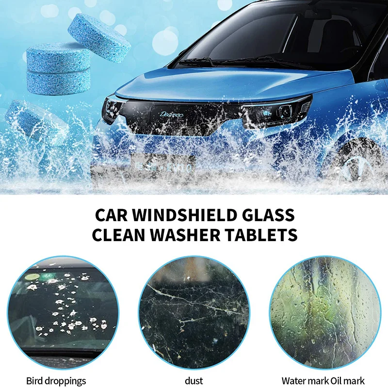 Car Windscreen Cleaner Effervescent Tablets Auto Washing Solid Windshield Cleaning Tools Glass Dust Washing Solid Detergent