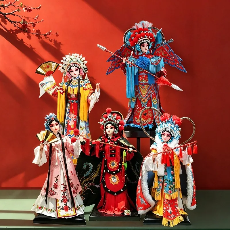 12inch Beijing Opera Character Doll Figurine Chinese Miniature Sculpture Statue Ornament Tabletop Home Decor Souvenir Gift