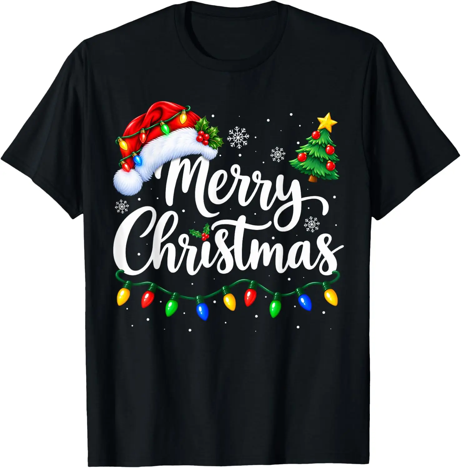 Merry Family Funny Christmas Women Men Kids Xmas T-Shirt Breathable, heavyweight pure cotton short-sleeve top—stylish, plus-size, and suitable for year-round wear with a sporty, casual vibe