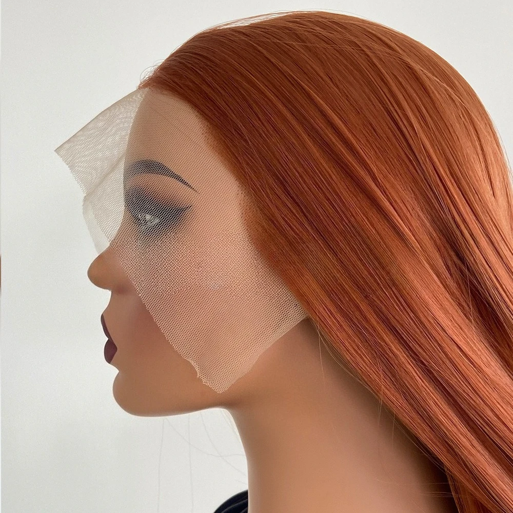 18 30 inch ginger 13 * 4 front lace 180 density chemical fiber wig orange brown long straight hair high temperature silk