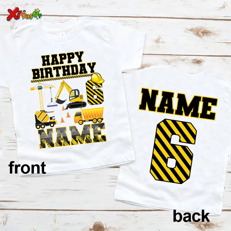 Construction Birthday Party T Shirt Personalized Toddler Boys Shirt Kids Dump Truck Birthday Shirt Custom Name Baby Tops Outfits