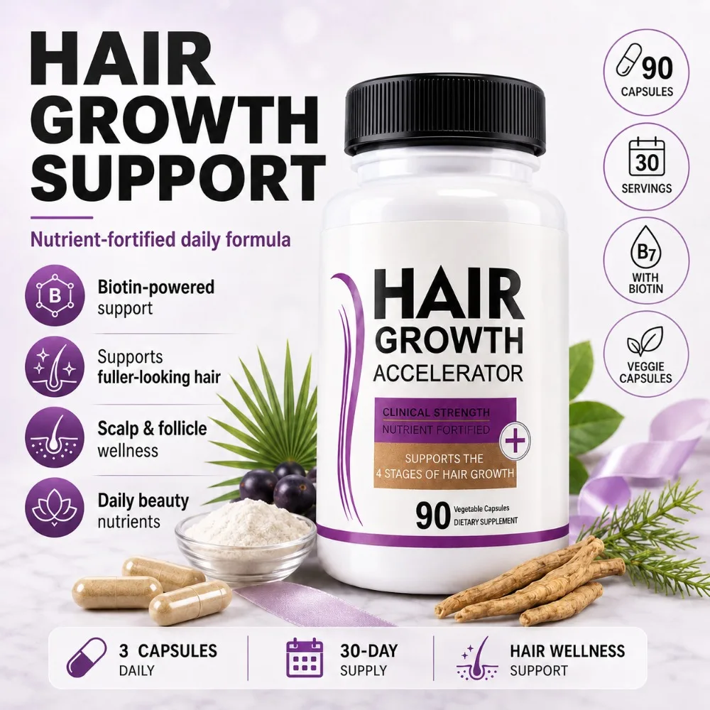 

Hair Growth Support Capsules with Biotin Marine Collagen Vitamins A C D E B12 Zinc Horsetail Saw Palmetto Multivitamin 90 Count