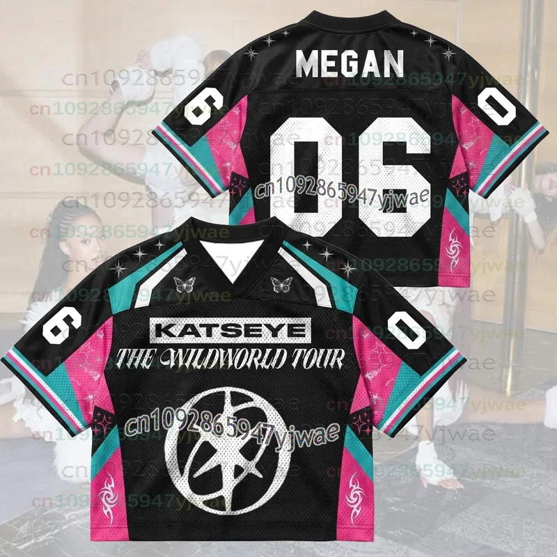 2026 Neues leuchtendes Katseye The Wild World Tour Jersey Merchandise Geschenk für Eyekons Bunte rosa-grüne schwarze T-Shirts für Männer, Frauen und Fans. – Detail 12