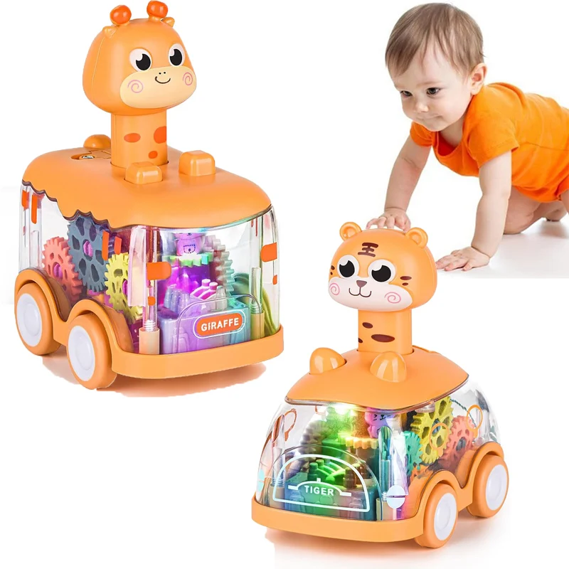 Baby Toy Cars Press and Go Car Children Inertial Animal Car Toys for Toddlers 1-3 Boys Pull Back Car Light Up Toys Birthday Gift