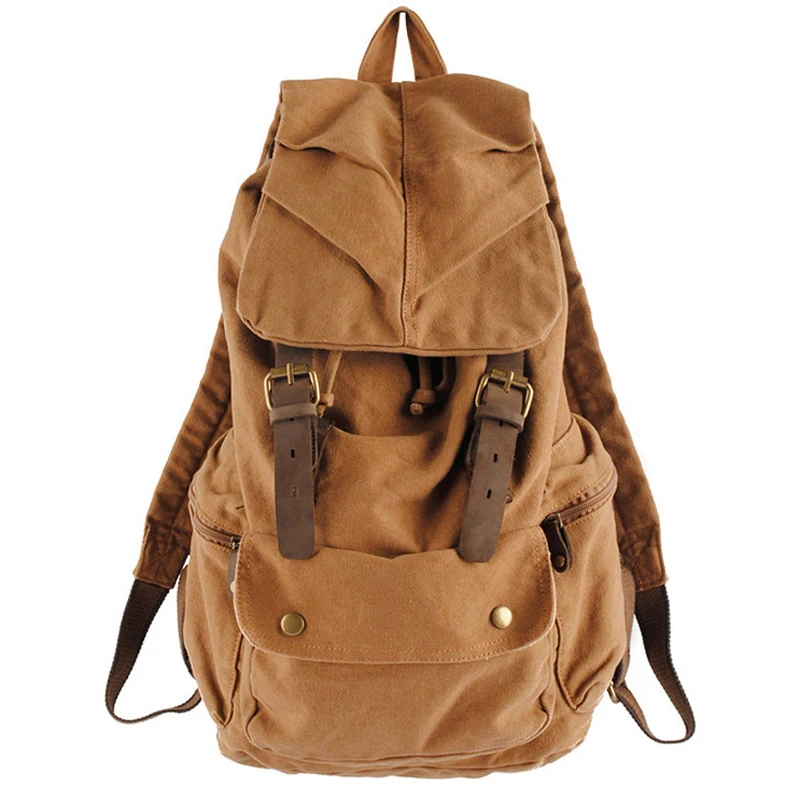 Fashion Vintage Crazy Horse Leather Canvas men\'s backpack School Bag Rucksack Women Backpack Canvas Bagpack Travel Backpack bag