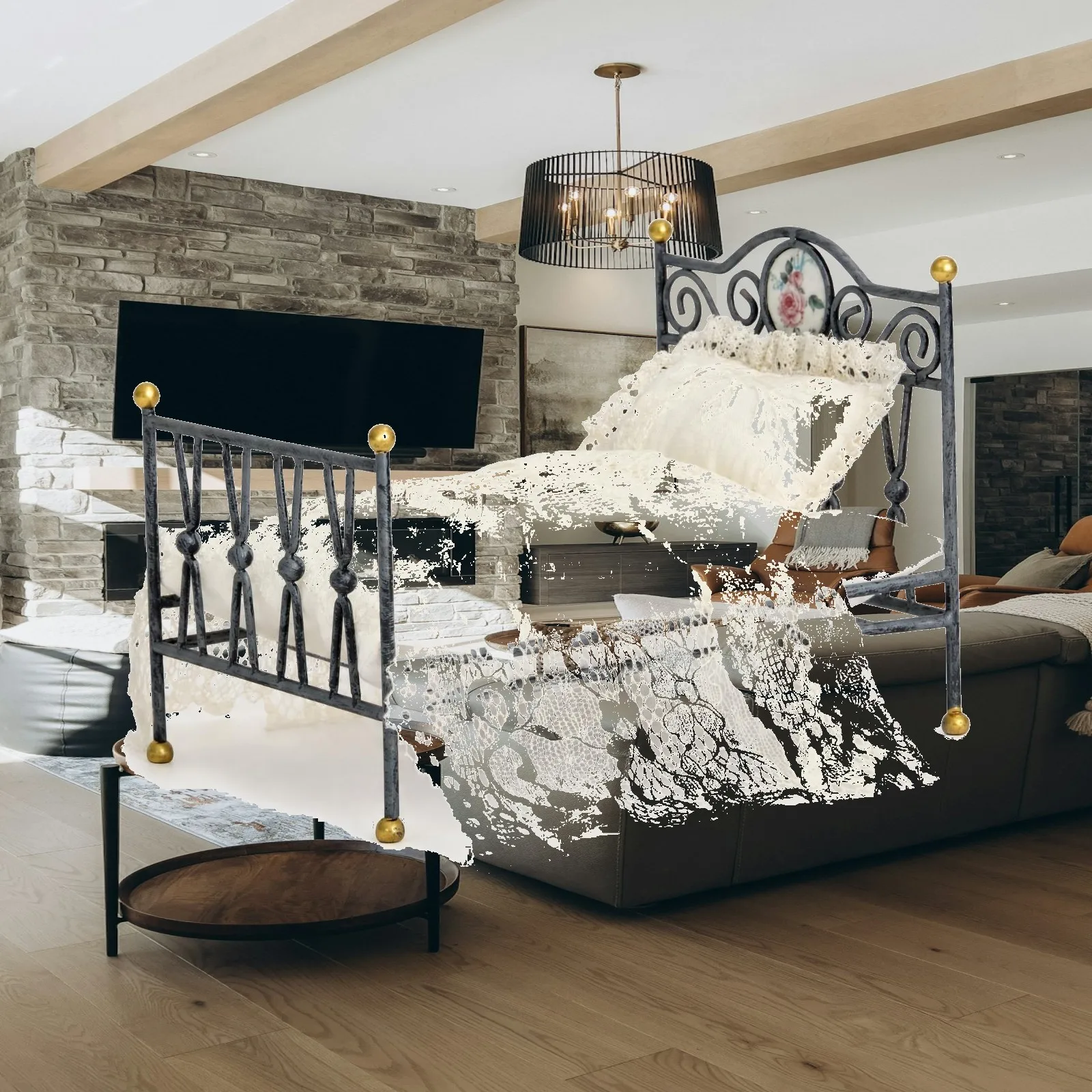 Bed with Bedding Vintage Miniature Metal Bed Ornate Furniture for Collectors, Kids, Display Scenes