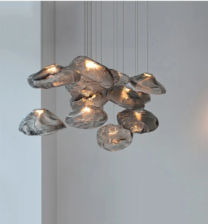 

Nordic Modern Cloud Glass Pendant Lights Blown Embossed Art Hanglamp Restaurant Bedroom Living Room Bar Crystal Suspension Lamps