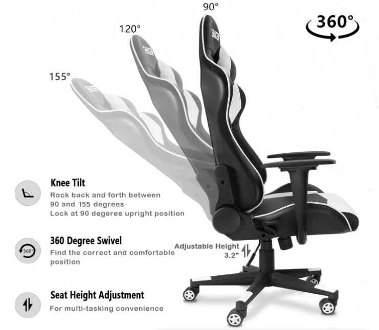 Gaming, Office Chair High Back Computer Chair Leather Desk Chair Racing Executive Ergonomic Adjustable Swivel