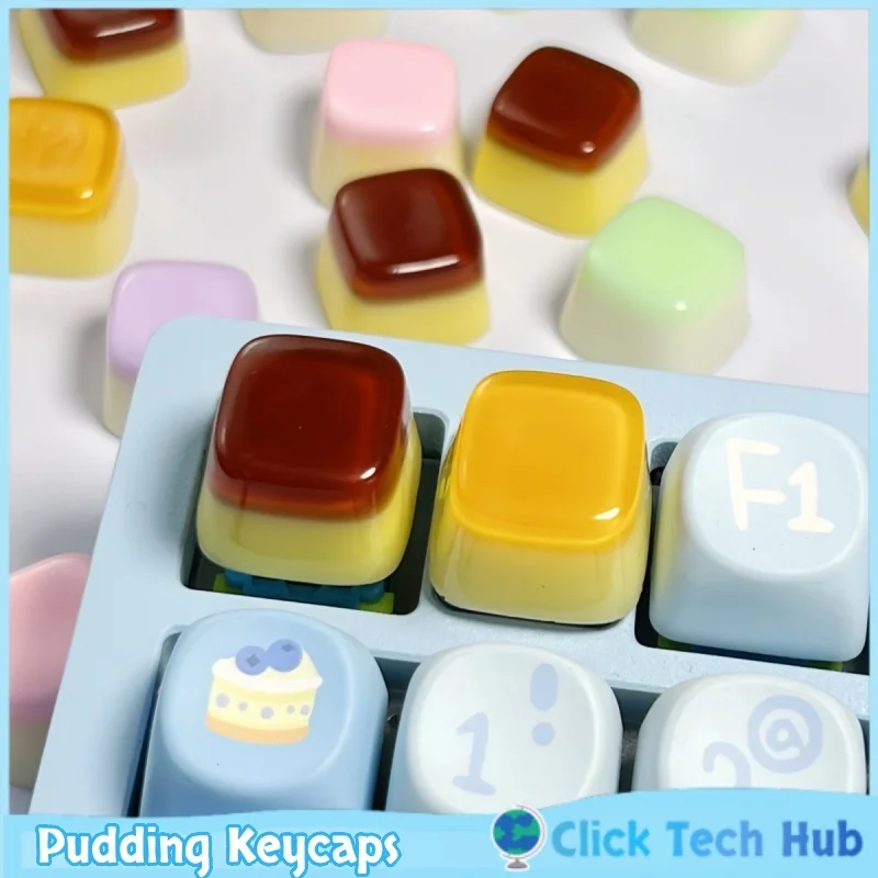 

Персонализированные кейкапы Pudding DIY из смолы с имитацией еды, полупрозрачные кейкапы для механических клавиатур с крестообразным креплением