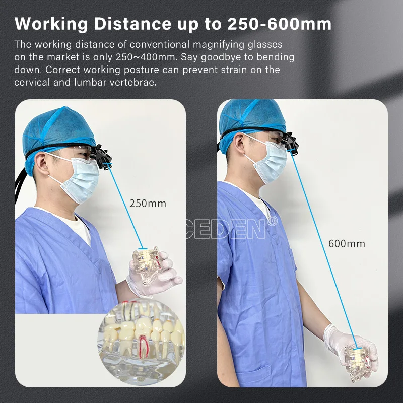 Niceden haute qualité den tal Loupes montées sur la tête 4X-6X loupe coin 45 degrés phare Oral dentiste chirurgie médicale
