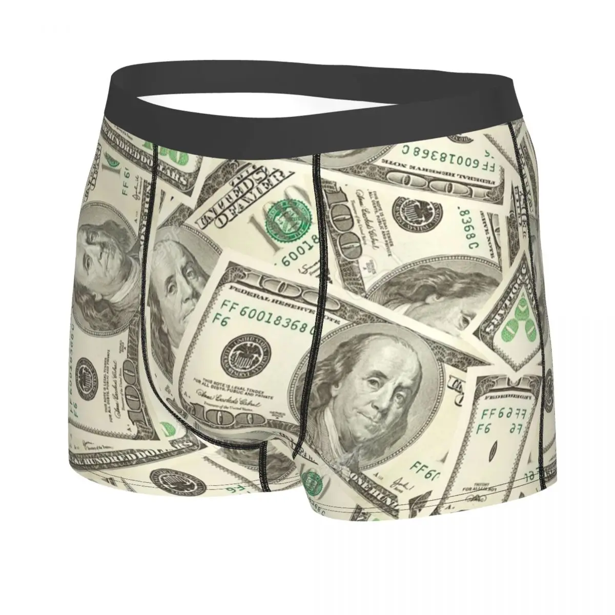 Custom 100 Dollar Bills Underwear Men Printed Money Boxer Briefs Shorts Panties Soft Underpants