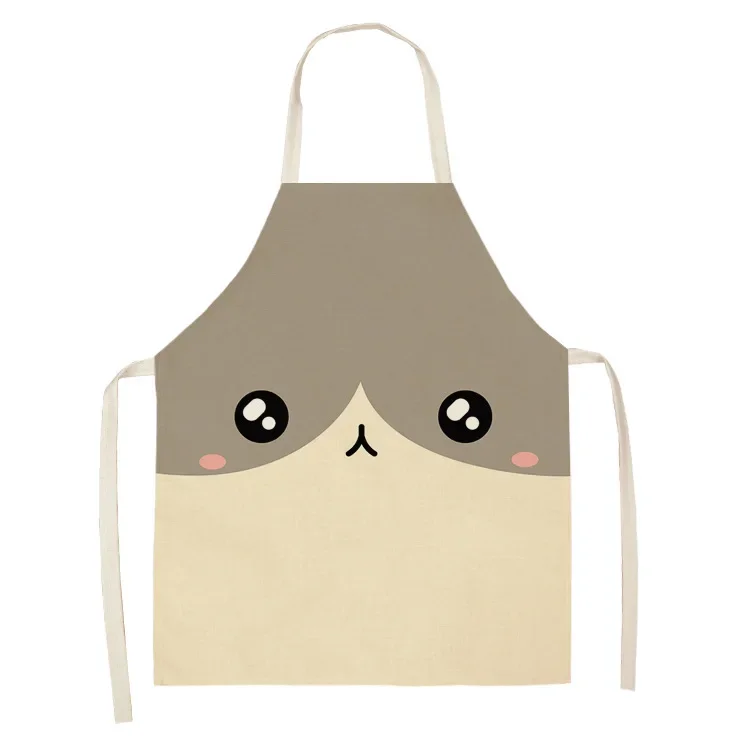 Anti-stain and oil kitchen apron Cute animal Linen Sleeveless Cooking  for male  female chefs Cleaning tools