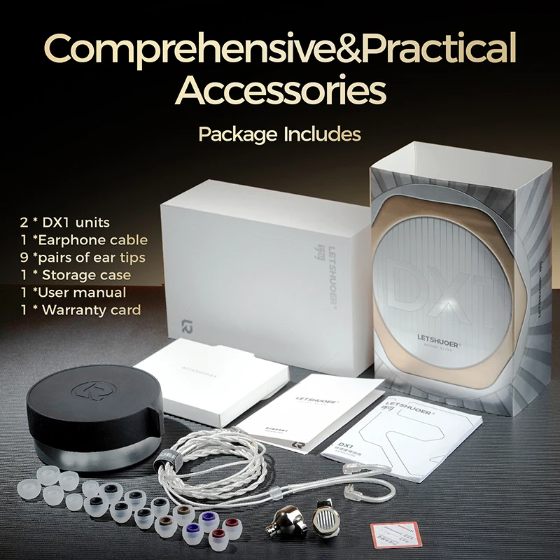 LETSHUOER DX1 11 mm dynamischer Treiber, HiFi-In-Ear-Monitor-Kopfhörer, audiophile kabelgebundene IEMs mit abnehmbarem Kabel