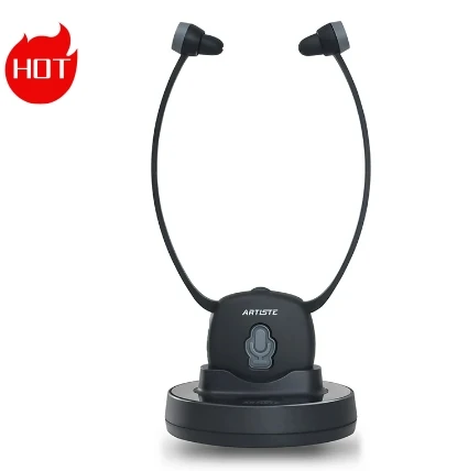 

ARTISTE E2 2.4G wireless headphones aid in-ear earphone with charging station,plug / play for the elderly hand-free TV