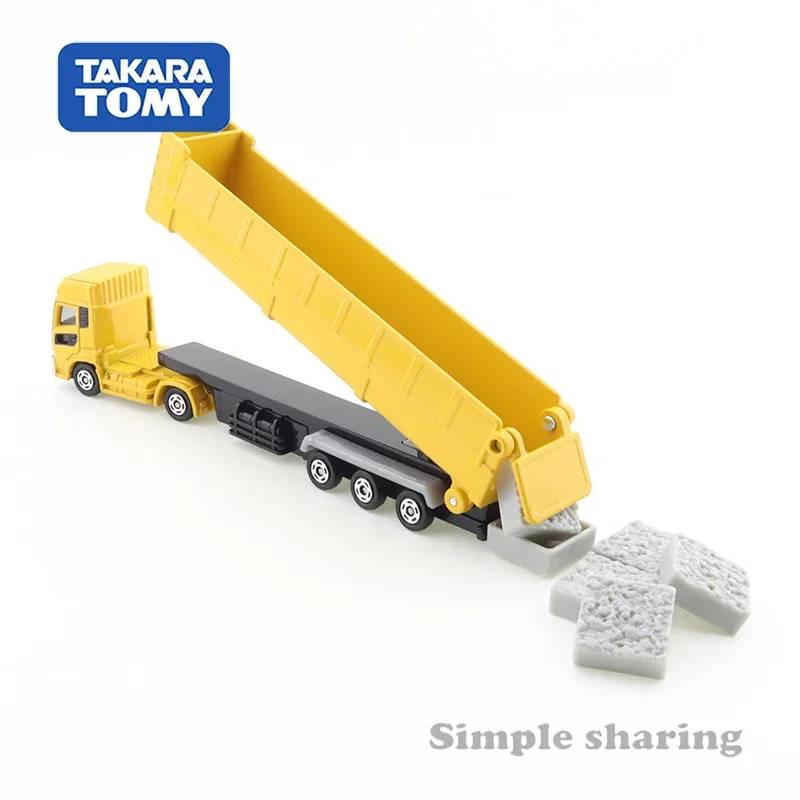 Takara Tomy Long Type Tomica No.147 UD Trucks Quon Trailer Dump Diecast Automotive Model Ornaments Cas Toys Gift Decorations