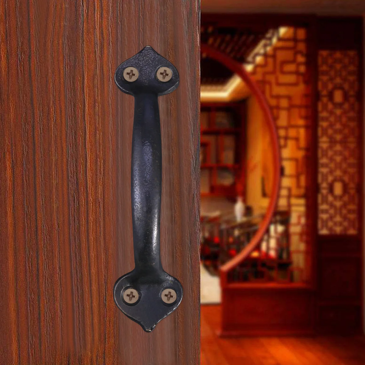 

2Pcs Solid Brass Handle Traditional Design Corrosion Resistant Sash Lift Drawer Pull Cabinet Handle Screws Included Black