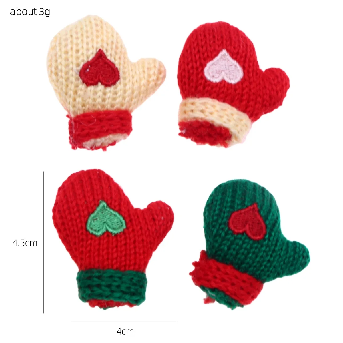 Doll house mini handmade Christmas wool knitted love gloves, small cloth doll jewelry accessories hairpin material