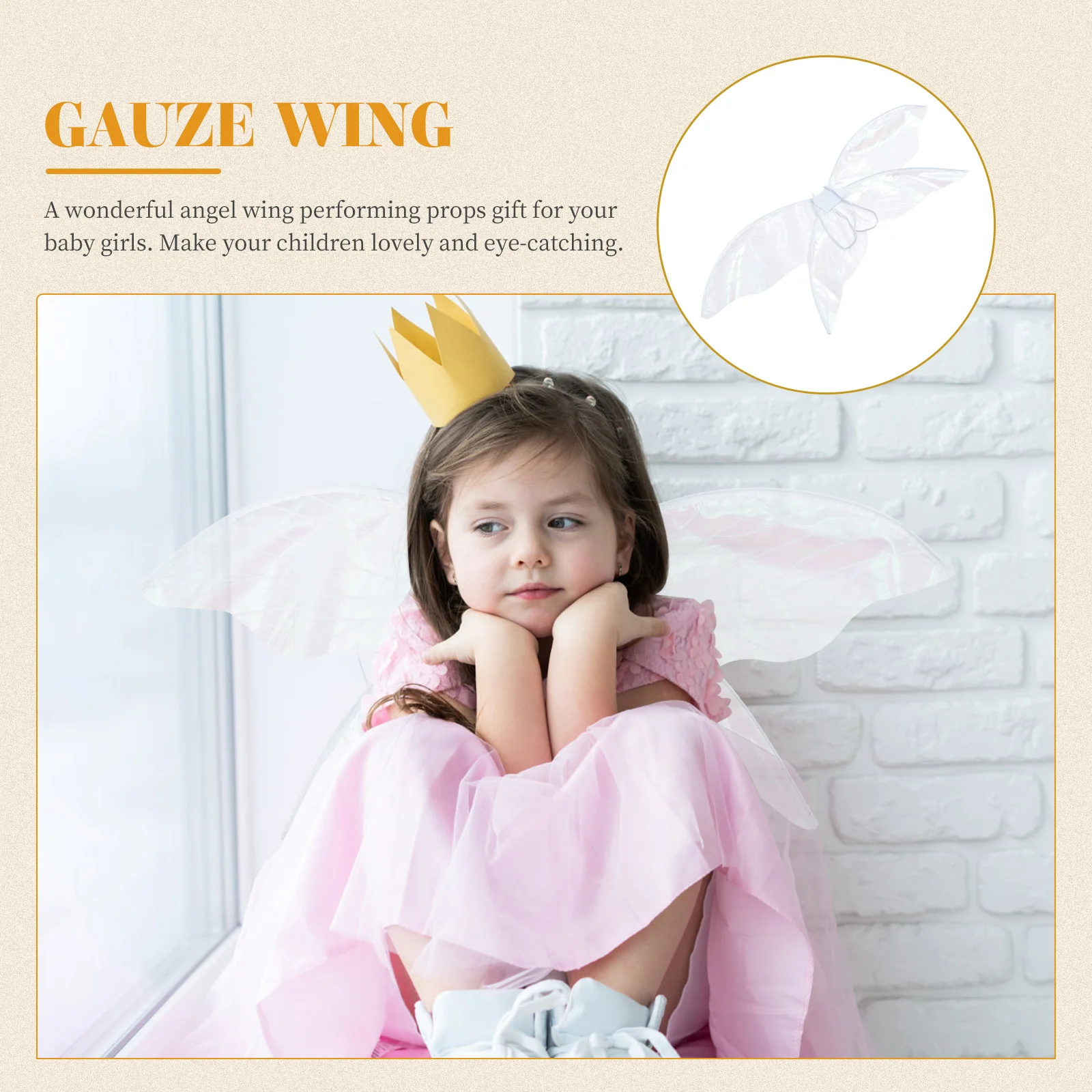 

Angel Wings Gauze Adorable Kids Party Performance Prop Christmas Decoration Exquisite Wing-Shaped Ornament Stage Children