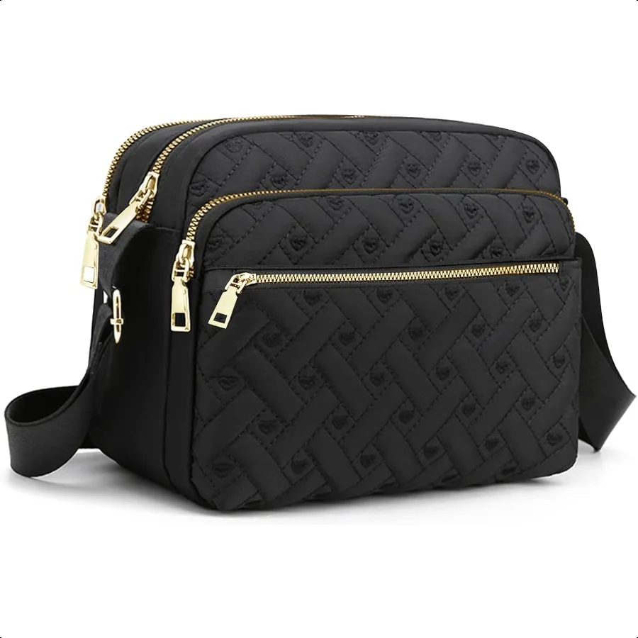 

Medium Nylon Crossbody Bags for Women Trendy Crossbody Purses Travel Large Cross Body Bag Quilted Purse
