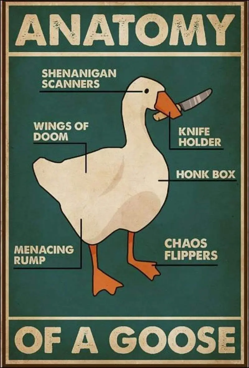 Lenrius Anatomy of A Goose Dask Retro Metal Tin Sign Vintage Aluminum Sign for Home Coffee Wall Decor -aluminum