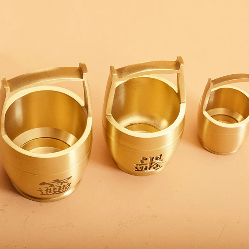 Pure Brass Bucket of Gold Ornament No Ingot Lucky Fortune Craft Feng Shui Ornament Home Desktop Decoration Gift