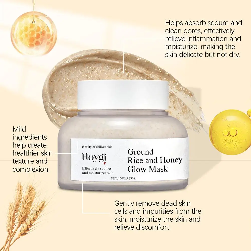 Ground Rice Honey Moisturizing Brightening Mask Hydrating Nourishing Facial Skin Glowing Washable Mask Skin Care For Women