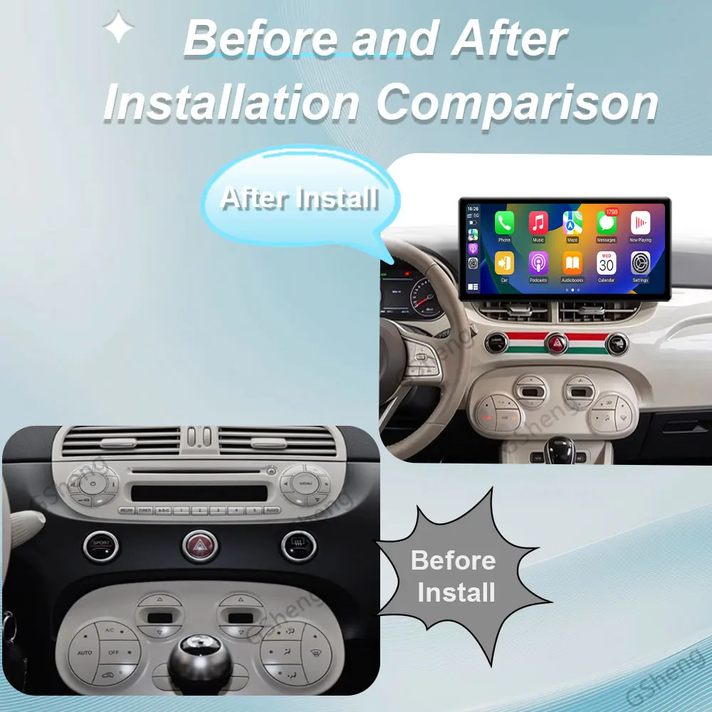 For Fiat 500 2007‑2015 Car Radio Multimedia Player 12.3