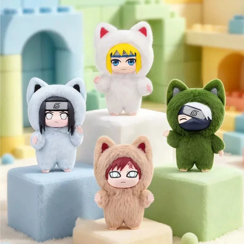 EAKI Naruto Shippuden Kitten Land Series Vinyl Plush Pendant Trendy Mystery Box Anime Action Figure Blind Box Toys Ornament