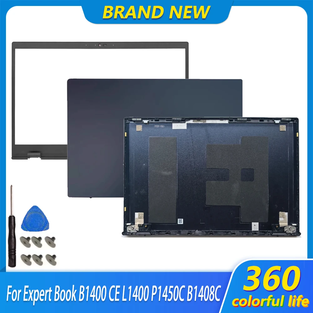 New For Expert Book B1400 CE L1400 P1450C B1408C Laptop LCD Screen Back Top Cover Front Bezel Hinges Blue Metal