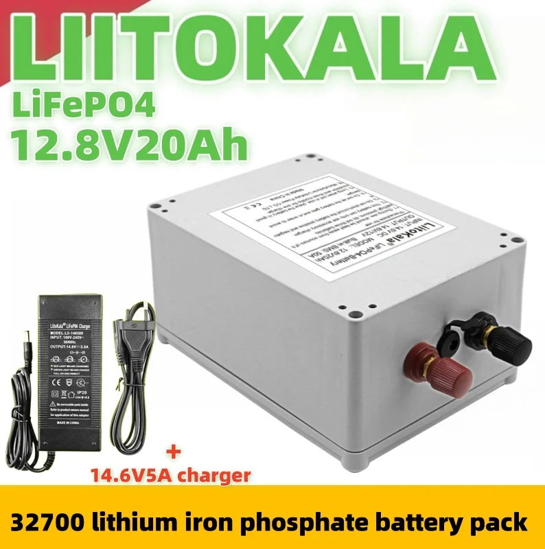 LiitoKala 12.8V 20Ah LiFePO4 Rechargeable Batter Pack with Built-in BMS for Motorhomes Solar System and Marine Powe Applications