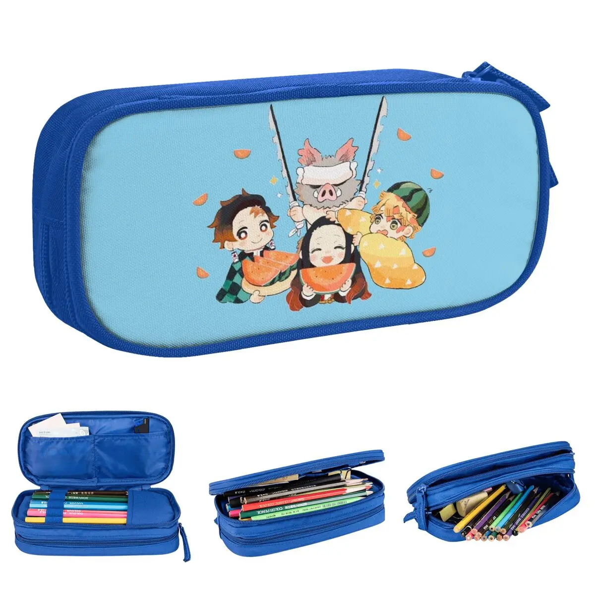 Lovely Cute Demon Slayer Nezuko Tanjirou Pencil Cases Pencil Box Pen Box Kids Big Capacity Bag School Supplies Gifts Accessories