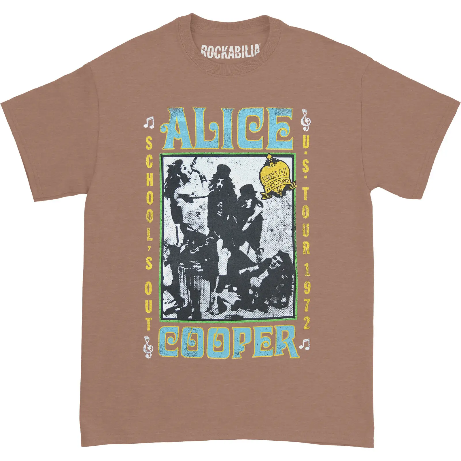 Camiseta de arcilla mediana para hombre, camisa de Alice Cooper School Out U S Tour 1972