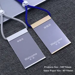 2PCS Aluminum Alloy Vertical Name Tag Badge Holders ID Card Holders Work Business Pass Case With Adjustable Neck Lanyard/Strap