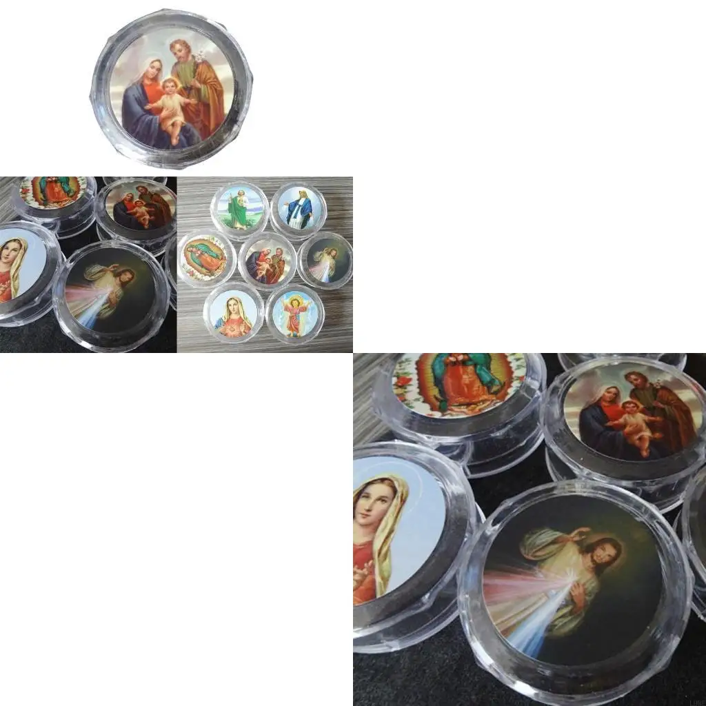 L9BE 10pcs Plastic Storage Box for Round Beads Catholic Rosary for Cross Religious Ne