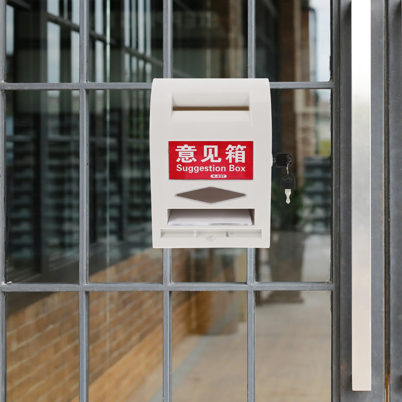 ตู้จดหมายแบบล็อคได้พร้อมกุญแจ ติดผนัง ทำจากพลาสติก สำหรับจัดเก็บจดหมายภายนอกอาคาร สวน บ้านพักตากอากาศ สีขาว แบบแขวนอเนกประสงค์