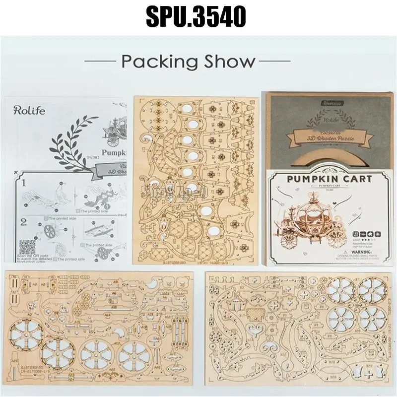 DIY Kürbis wagen Wagen 3d Lasers ch neiden Holz Holz Puzzle Modellbau Kits Spielzeug 182 stücke g213