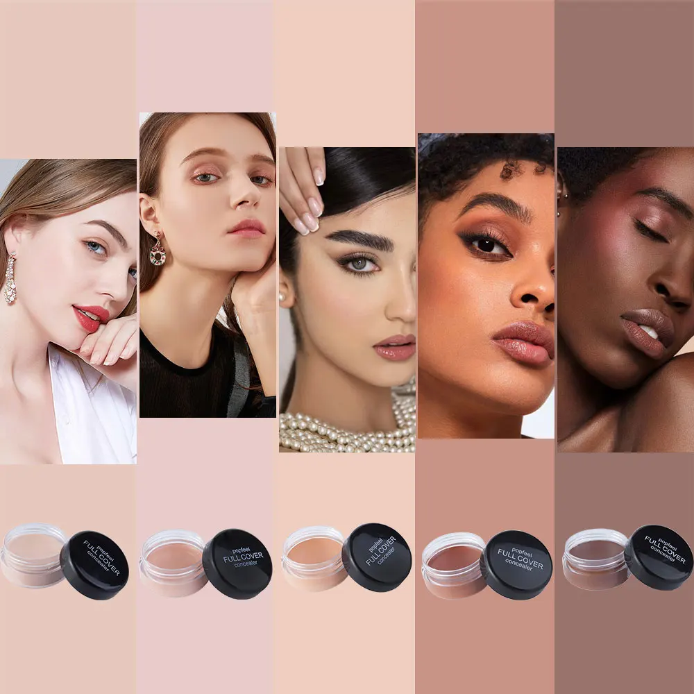 POPFEEL フルカバレッジ コンシーラー メイクアップ ブラシ付き 防水 マット スムース コンシーラー コレクター 目の下のダークスポット用
