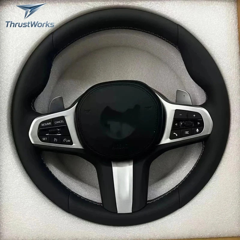 

ThrustWorks Sport Genuine Leather Steering Wheel Assemb Fit G20 G30 G80 X3 X5 Thick Grip Sporty Look New