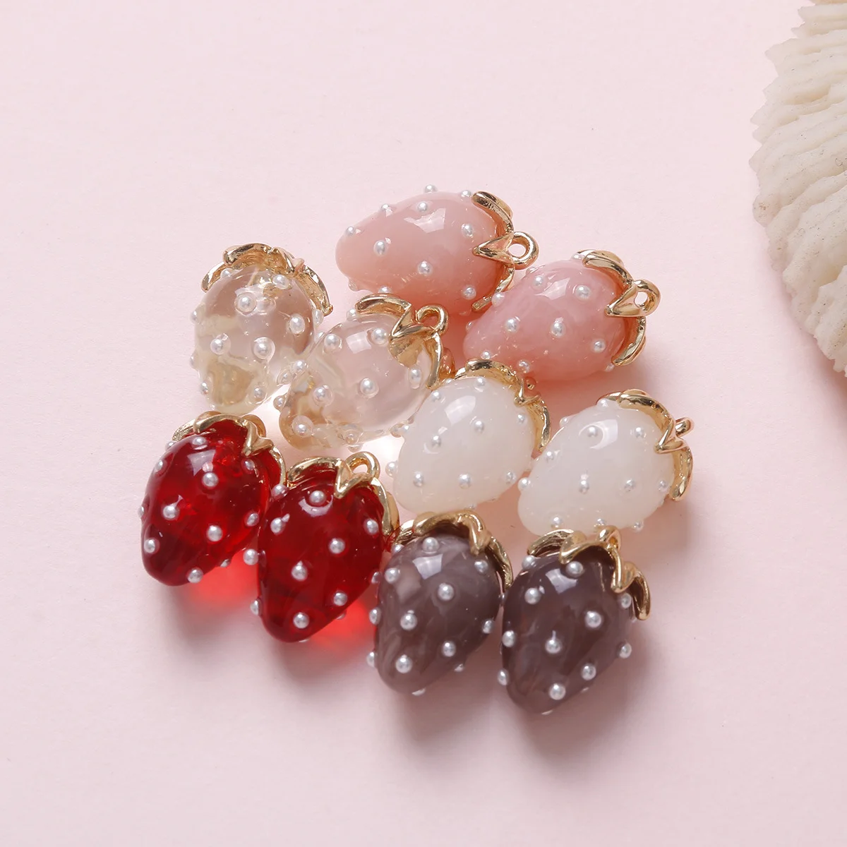 Polka dot small strawberry diy accessories Earrings necklace pendant pendant materials