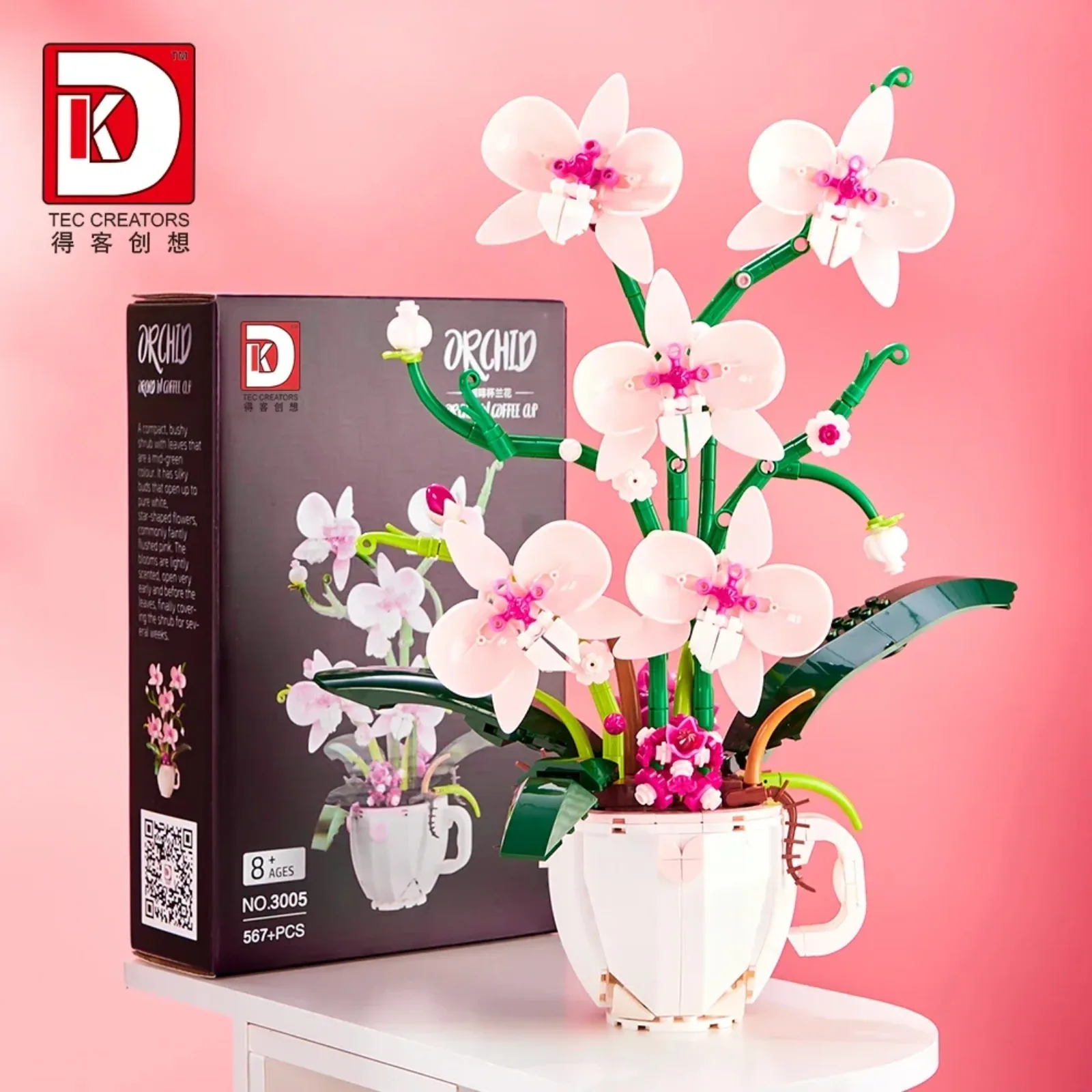 

DIY Building Blocks Orchid Flower Bouquet Set - Creative Bonsai Plant Bricks Model Toy Set for Kids Home Decoration Gift
