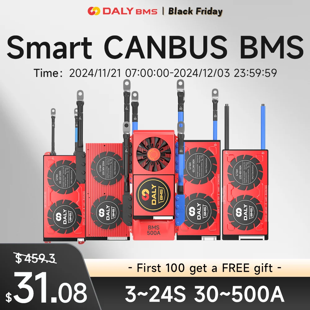 Daly Smart BMS LiFePo4 Li Ion dengan BT CAN FAN 3S 4S 8S 12S 14S 16S 24S12V 24V 36V 48V 30A 60A 80A 100A 120A 150A 200A 250A 300A